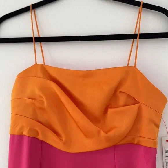 Alice & Olivia - Lilly’s Slit Midi Dress in Orange and Candy - NWT Size 0 - Picture 11 of 12